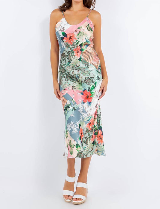 Paparazzi - Charmeuse Satin Print Bias Cut Slip Dress