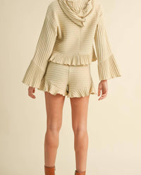 Heyson - Trendy Waffle-Knit Hoodie and Shorts Set