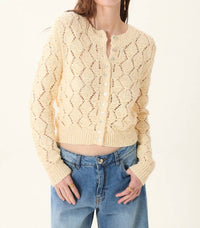 DELUC Gardenia Cardigan in ecru - women's cardigan