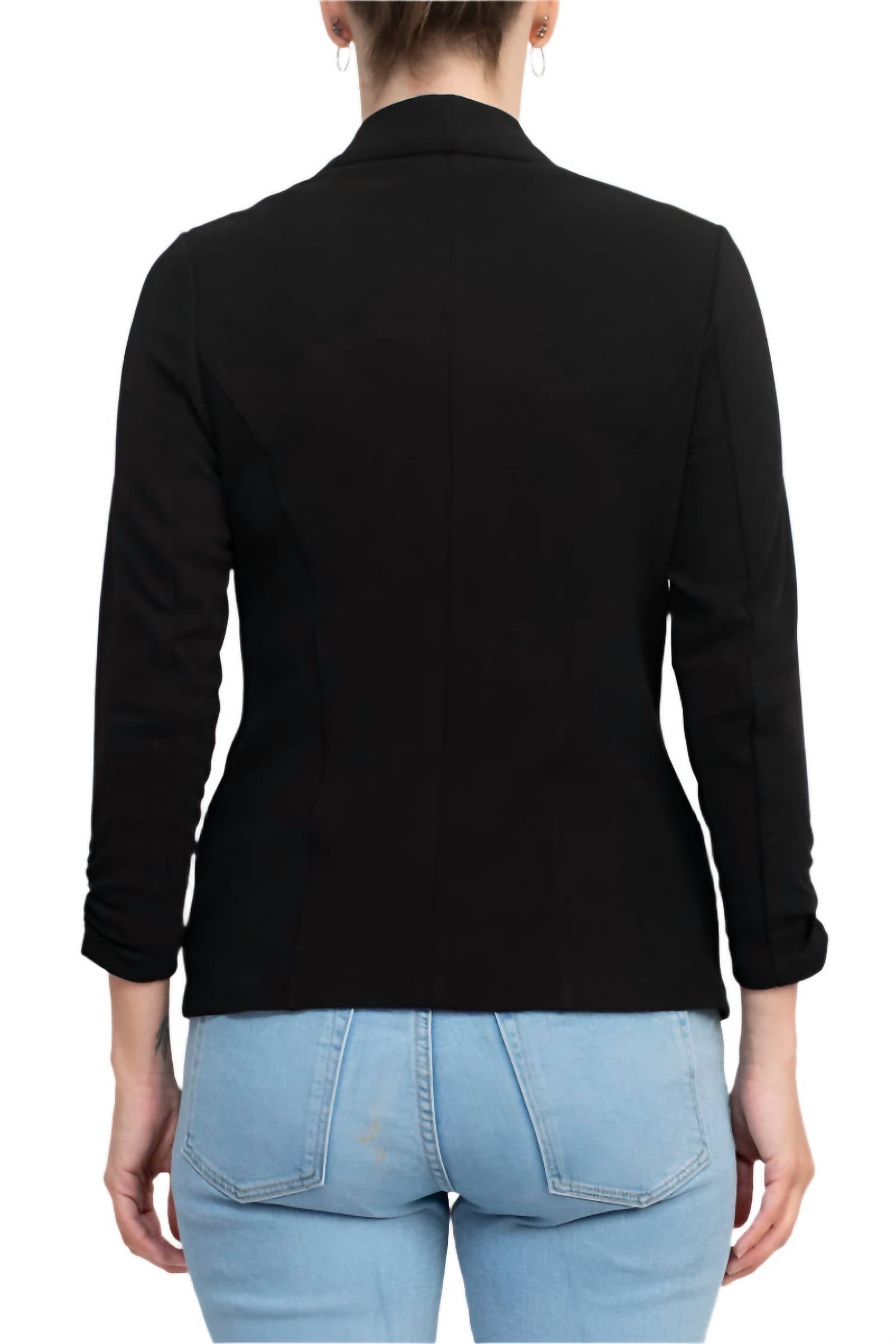 Philosophy - Shawl Collar Knit Crepe Blazer With Belt Pockets