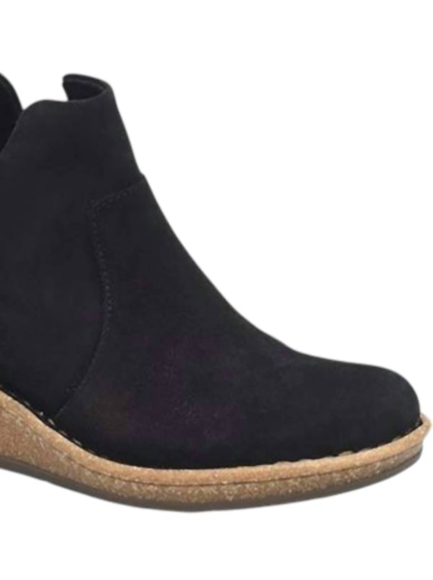 Born Women's Viv Handcrafted Wedge Boot in black - women's shoe - detail view