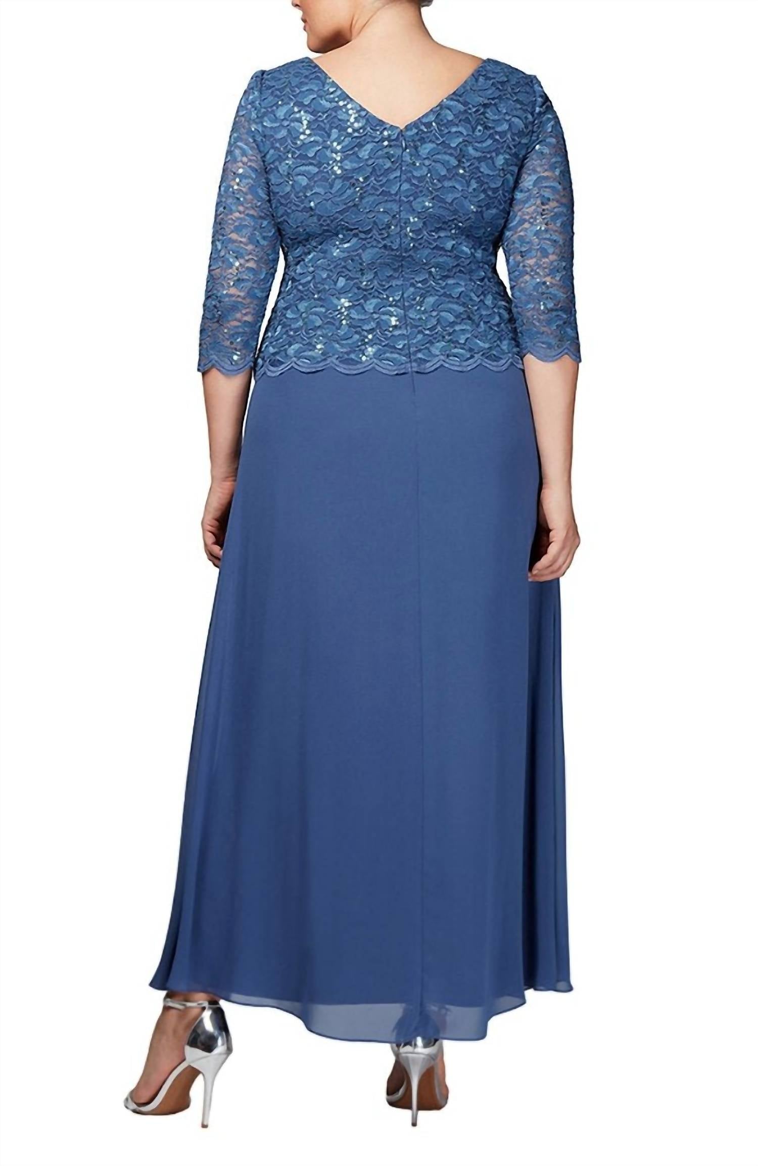 Scalloped Lace and Chiffon Gown
