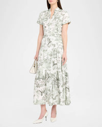 Alice + Olivia - Lucy Roll Sleeve Midi Shirt Dress