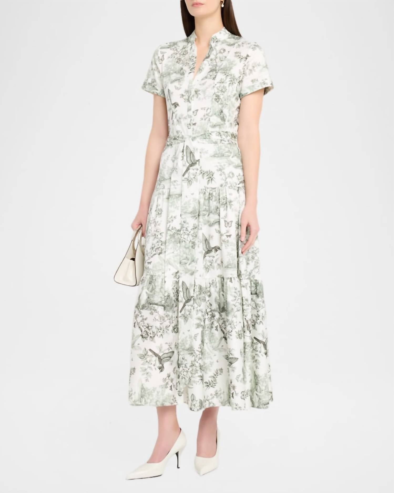 Alice + Olivia - Lucy Roll Sleeve Midi Shirt Dress