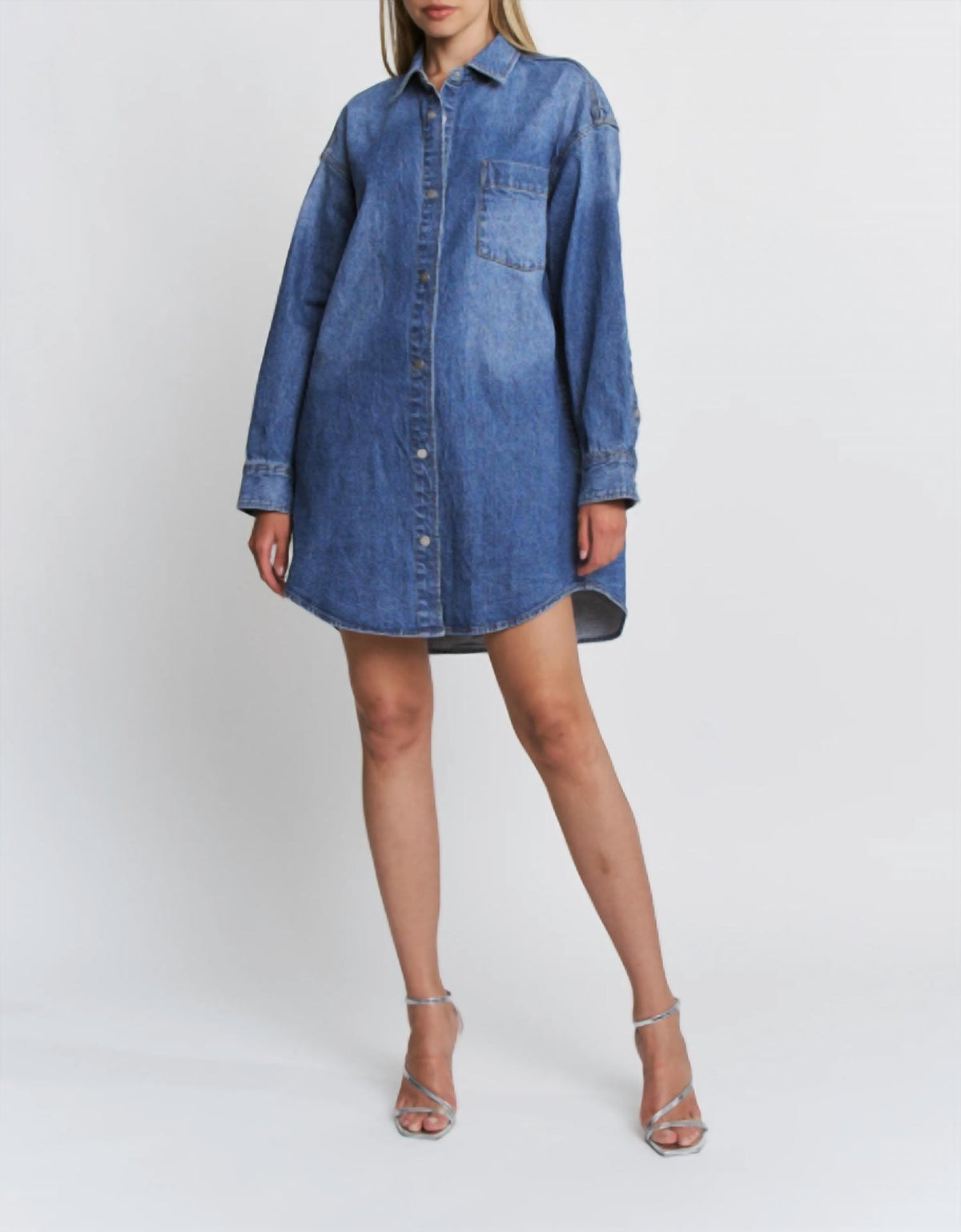 Mica Denim - Long Sleeve Mini Shirtdress