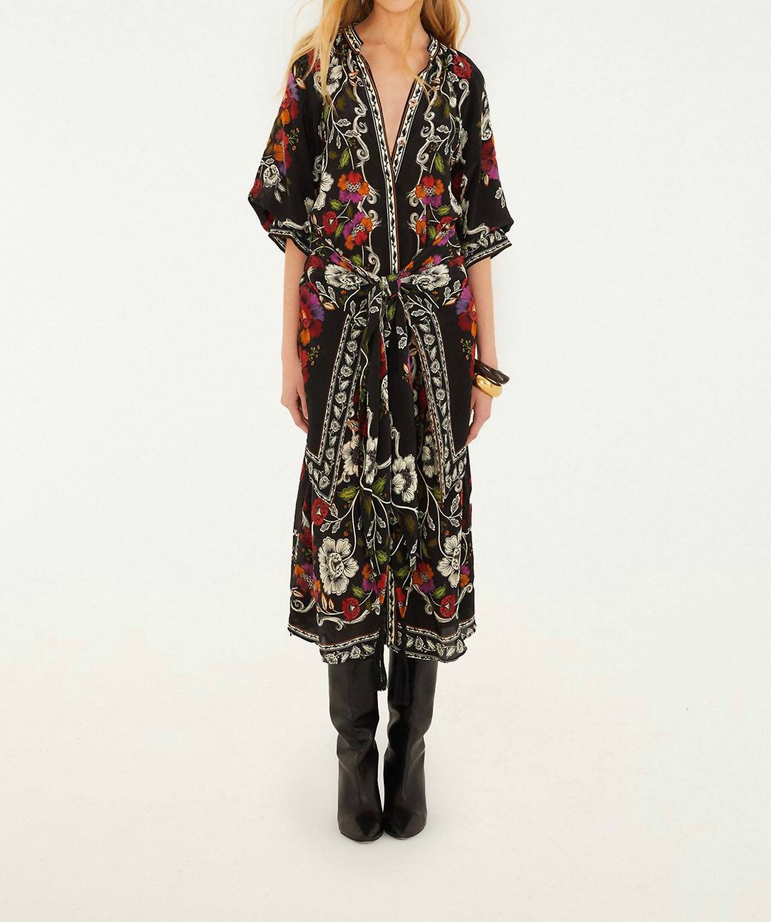Farm Rio - Rococo Flowers Belted Midi Dress