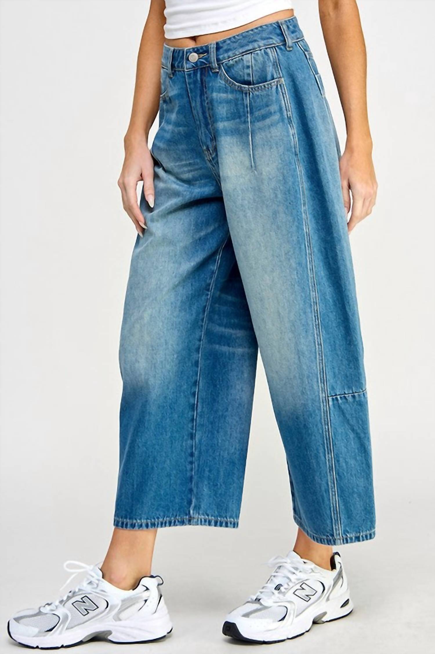 Miss Love Natalie Barrel Jeans in blue - women's jeans - alternate view