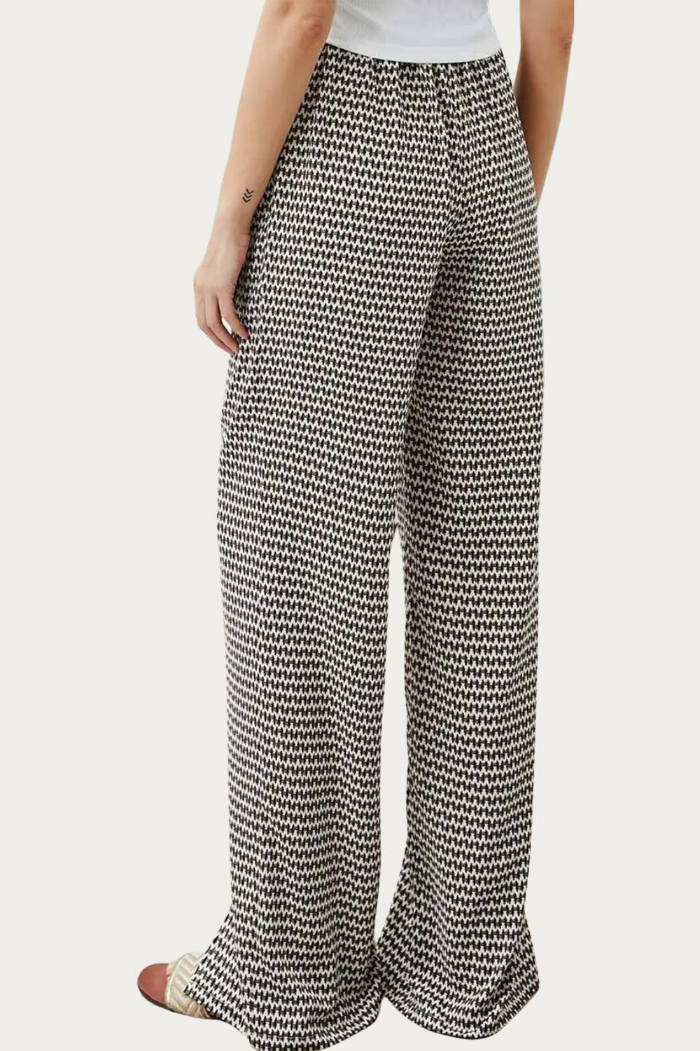RELAXED SLIT-HEM PRINTED JERSEY PANT