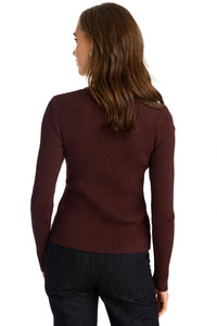 ALLISON NEW YORK HALEY KNIT TOP in chocolate brown - women's long sleeve top - alternate view