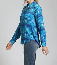 Apny - Button-Up Roll-Up Sleeve Blouse
