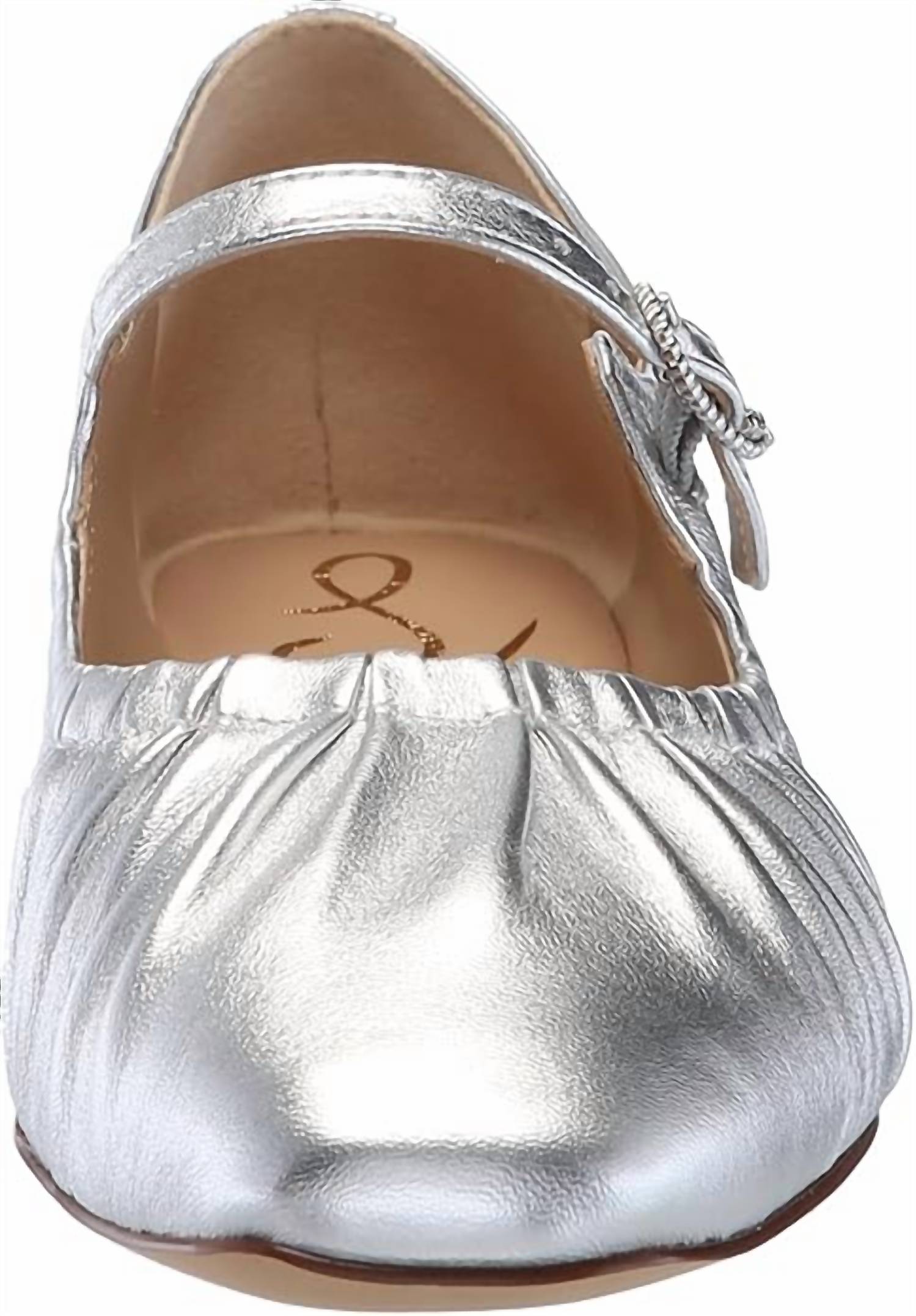 Sam Edelman Women's Micah Mary Jane Flat in soft silver - women's flats - detail view