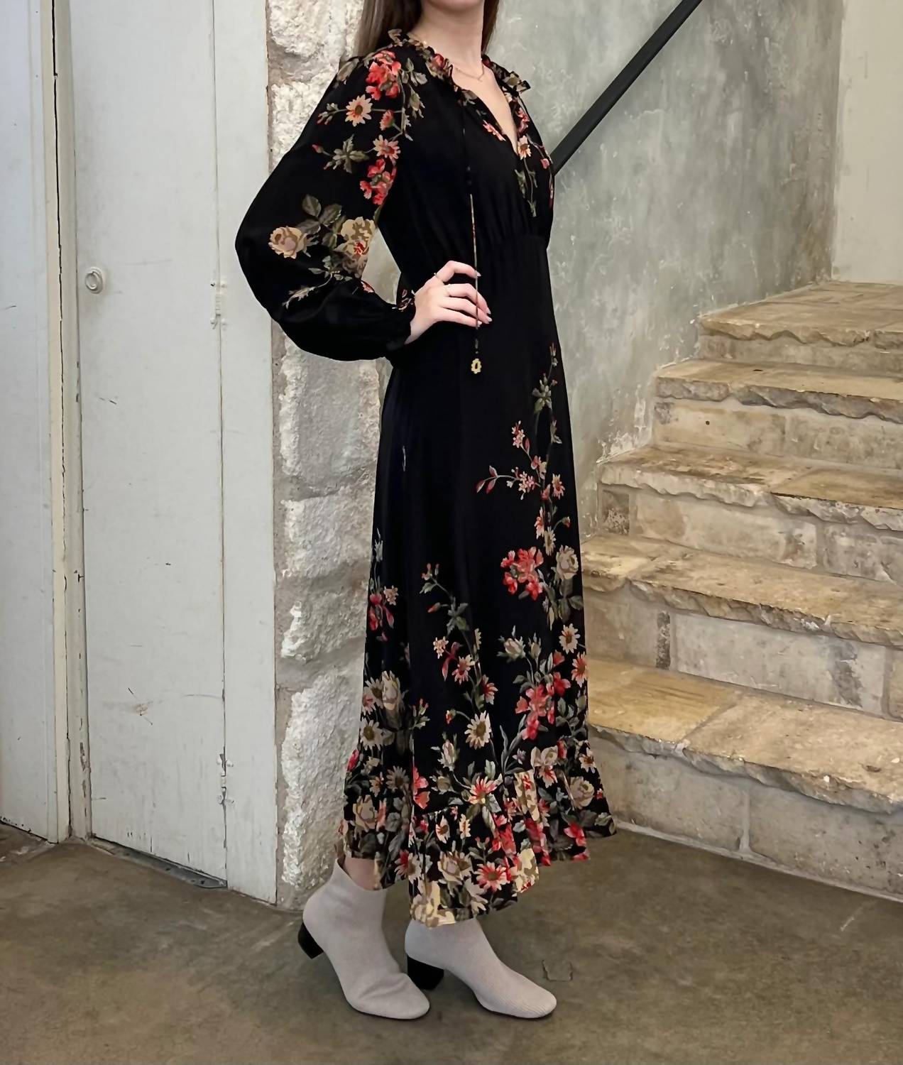 Sea - Jolie Floral Print Long Sleeve Midi Dress