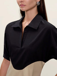 Rebecca Taylor Elspeth Colorblock Dress in black tan - women's dress - view 4