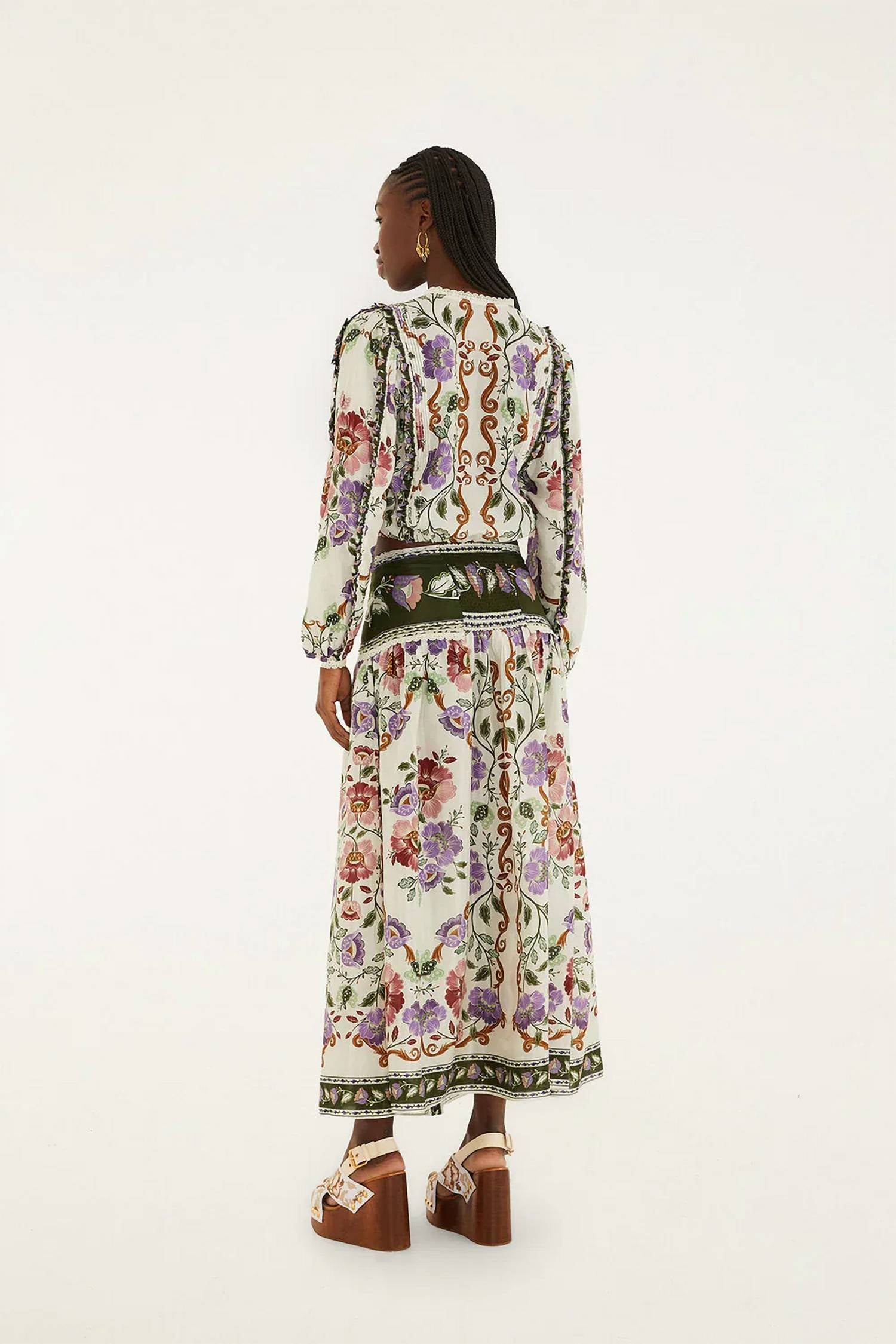 Farm Rio - Rococo Flowers Midi Skirt