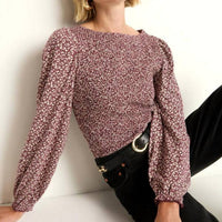 Nation LTD Aidan Smocked Blouse in winter floral - women's blouse - detail view