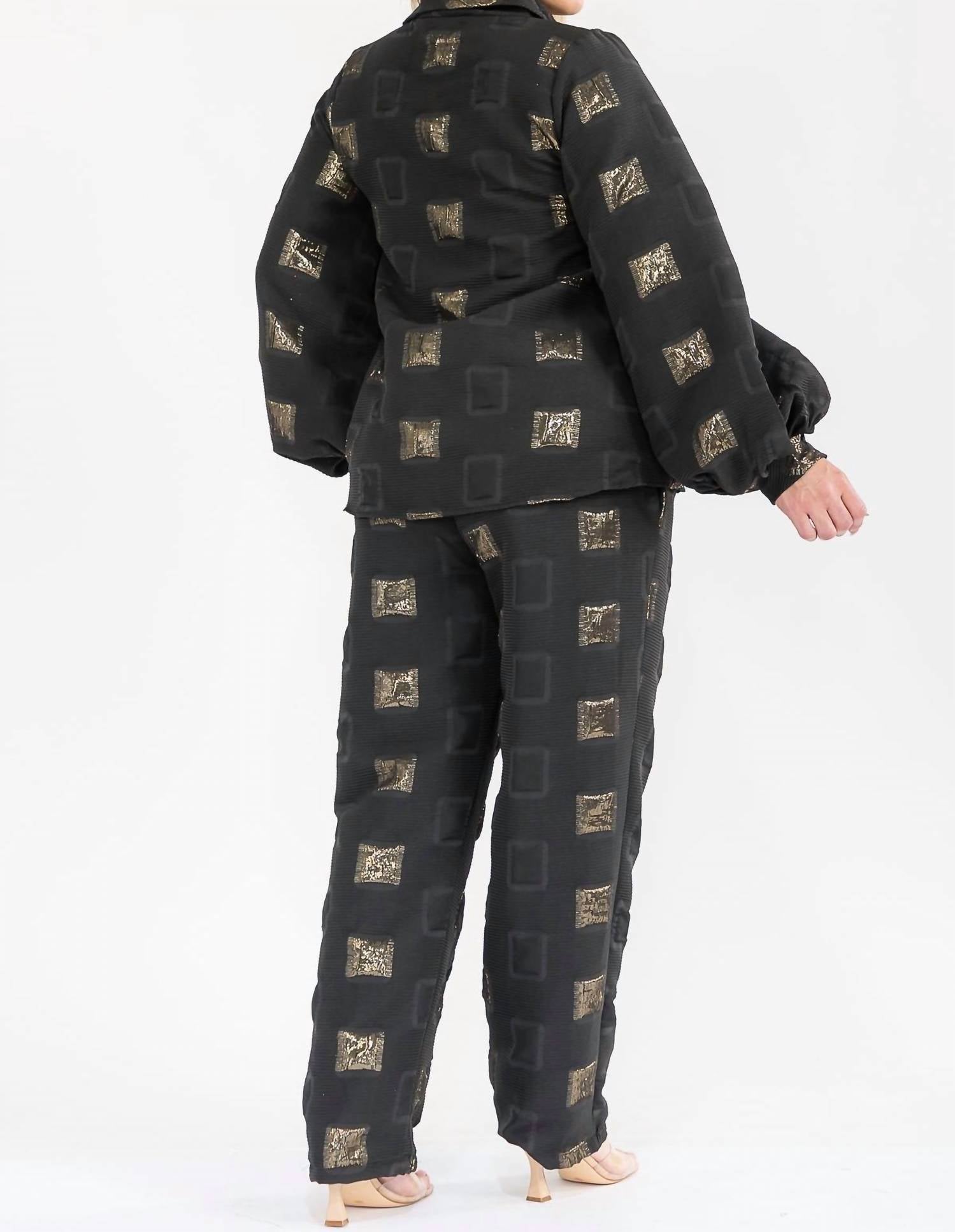 Karen T Design - Long Sleeve Top And Straight Pants Set