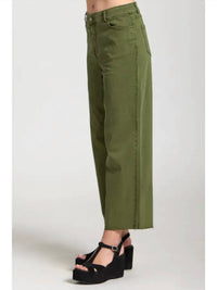 Apny - Wide Leg Crop Pant With Raw Edge Hem