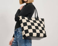 Moda Luxe - Women's Betty Checkered Tote Bag