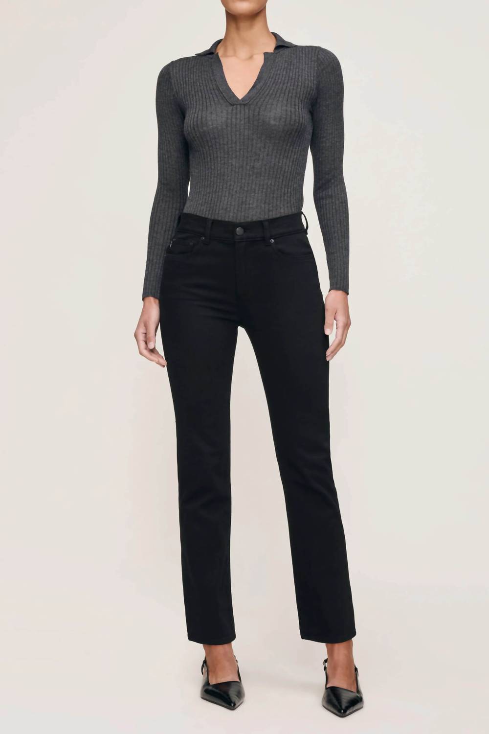DL1961 - Women's Mara Straight Ankle Leg Jean in black - women's jeans