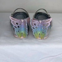 Sophia Webster Mini Girls Evangeline Butterfly Flats in silver - kids' shoe - detail view