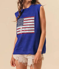 Bibi - Usa Flag Sequin Top
