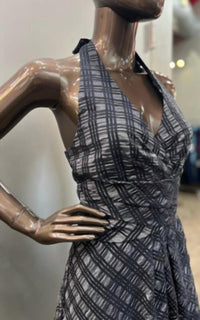 Donna Ricco - Taffeta Plaid Halter Cocktail Dress