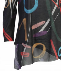 Jess & Jane - Women's Highlight Slit V-neck Chiffon Contrast Top