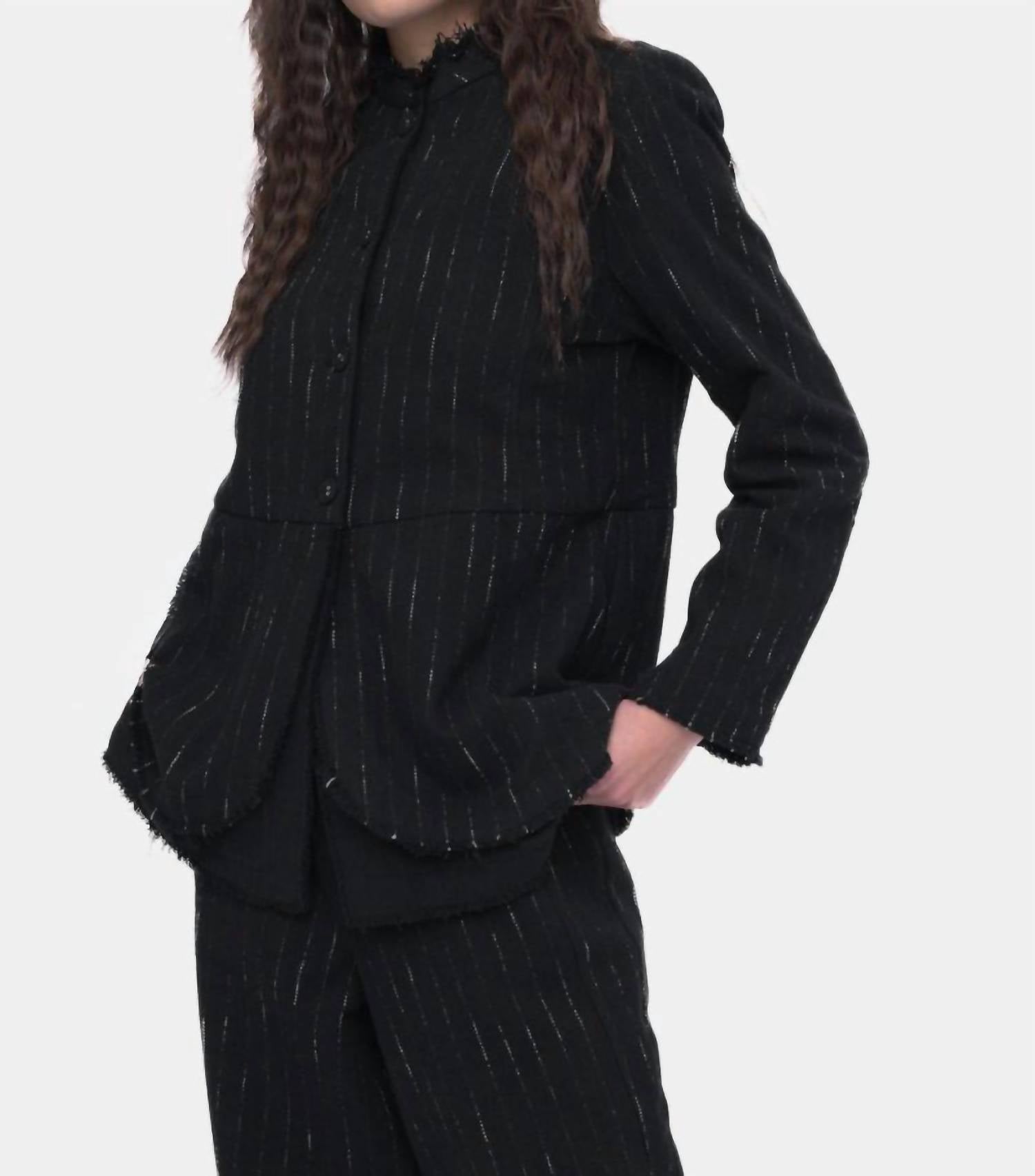 Baci - Striped Buttoned Long Sleeve Jacket