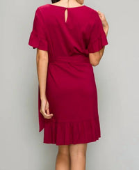 Glam - Sarah Ruffle Hem Mini Wrap Dress