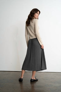 Elle Grey Lightweight Pleated Skirt in charcoal - women's skirt - alternate view