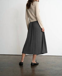 Elle Grey Lightweight Pleated Skirt in charcoal - women's skirt - detail view