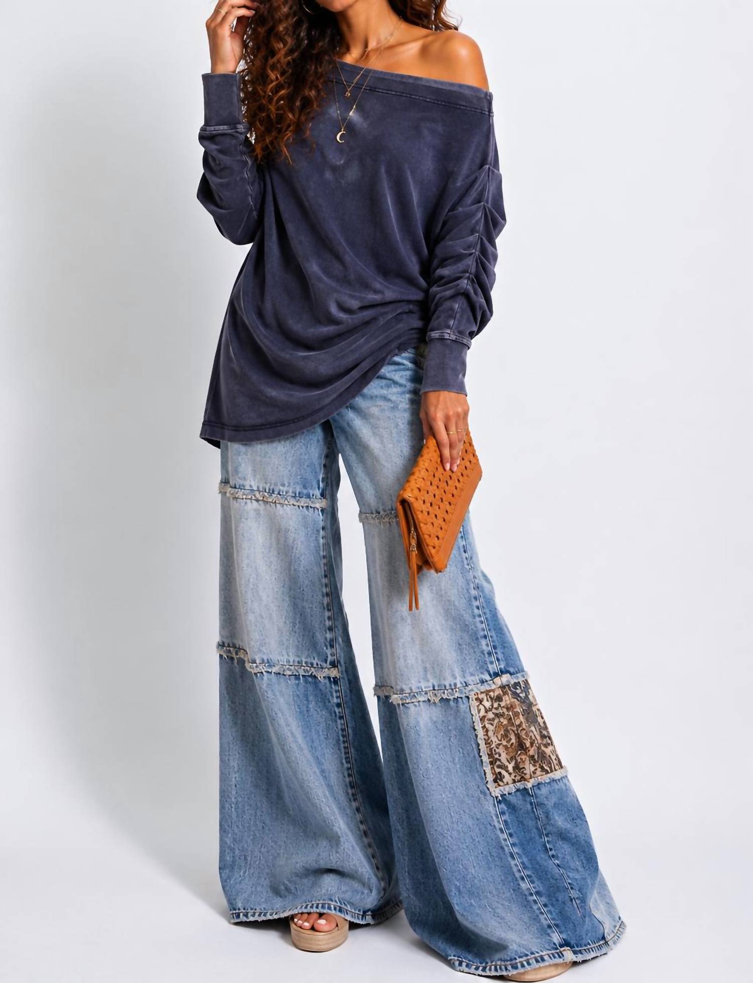 Little Secret Of Mine - Asymmetric Oversized Off-shoulder Tunic