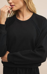 Z Supply All Around French Terry Sweatshirt in black - women's top - view 4