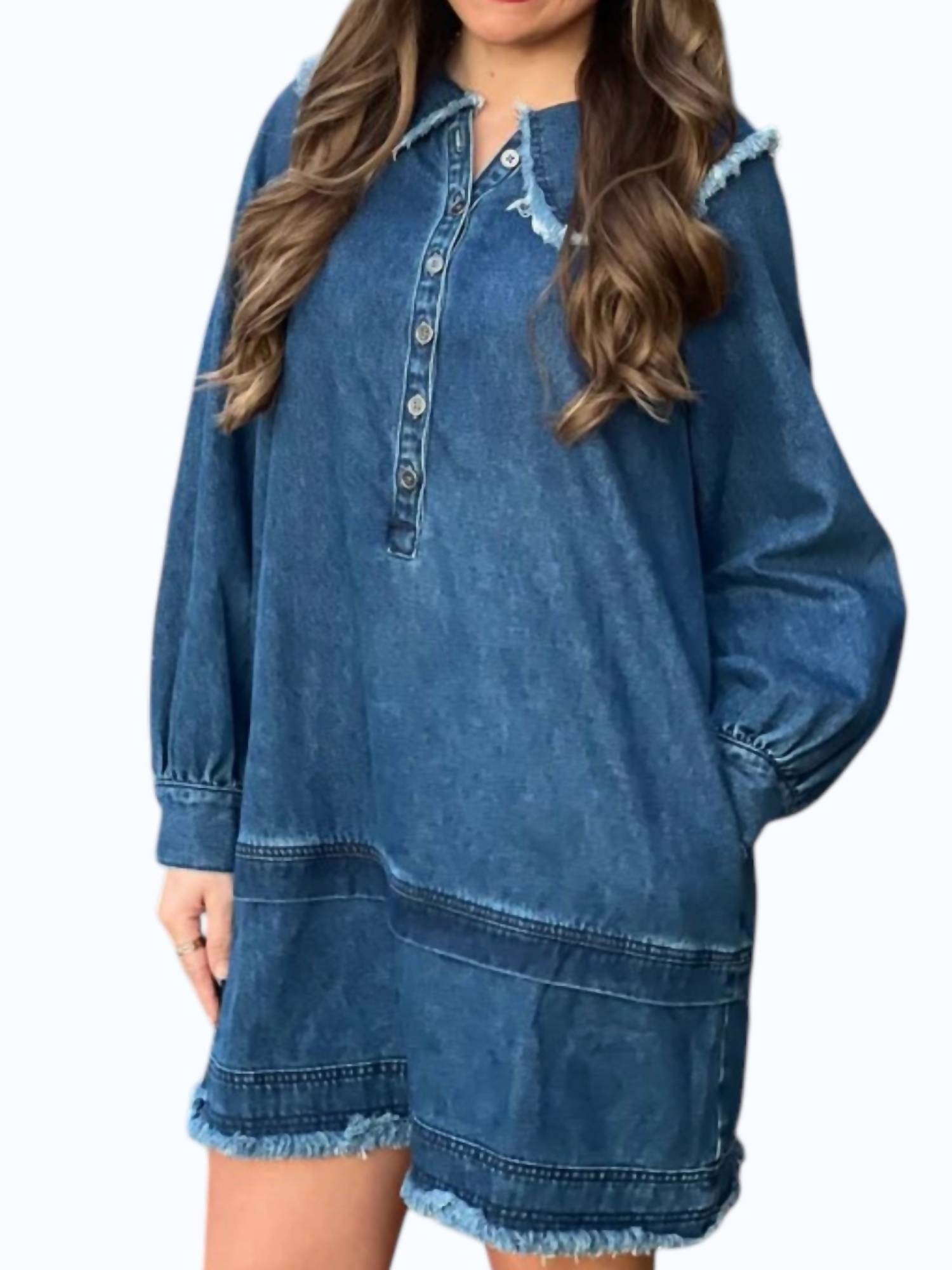 Listicle Denim Mini Dress in md blue - women's dress