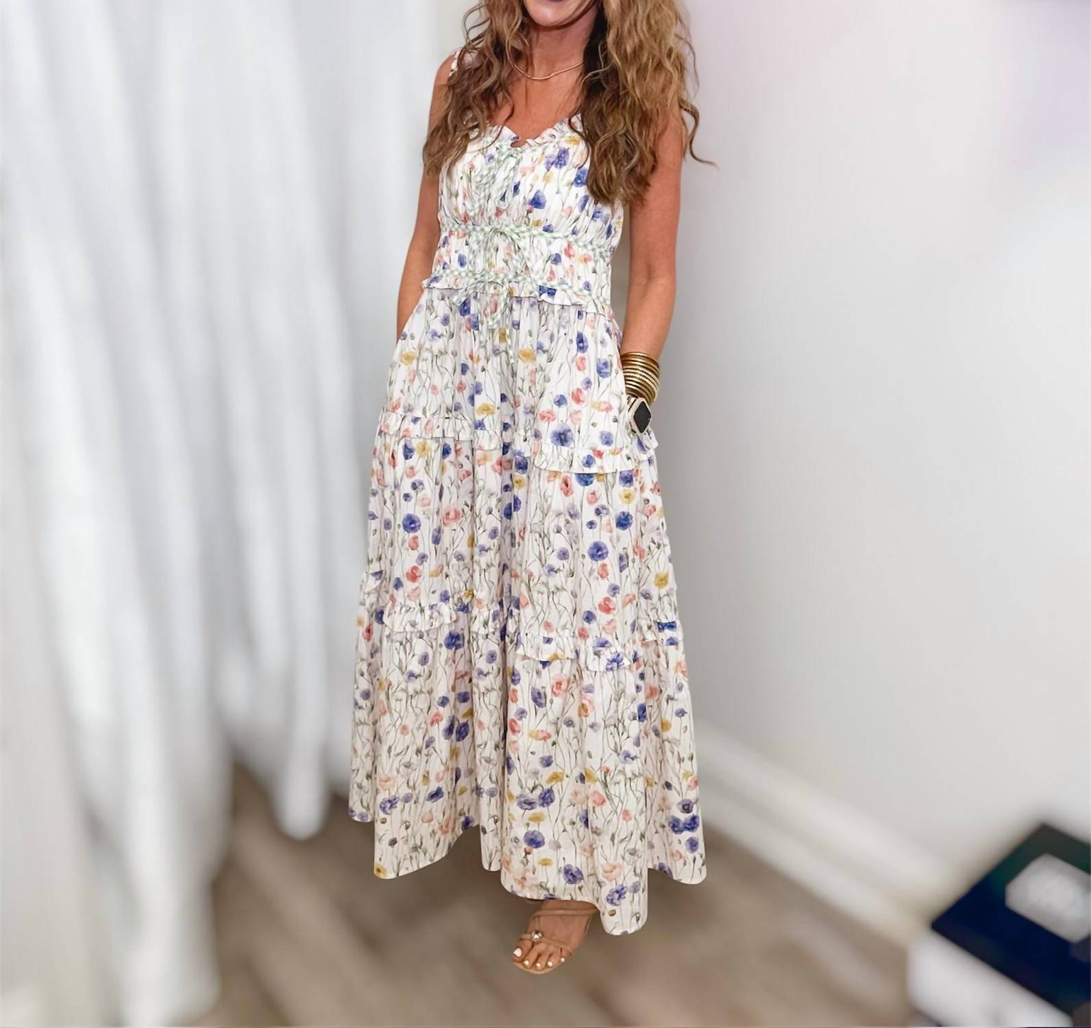 entro Vintage Cottage Dress in cream - women's dress - detail view