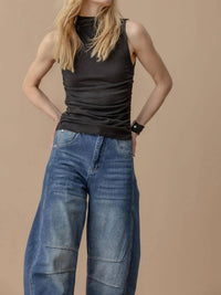 Lilla P - Shirred Mock Neck Tank Top