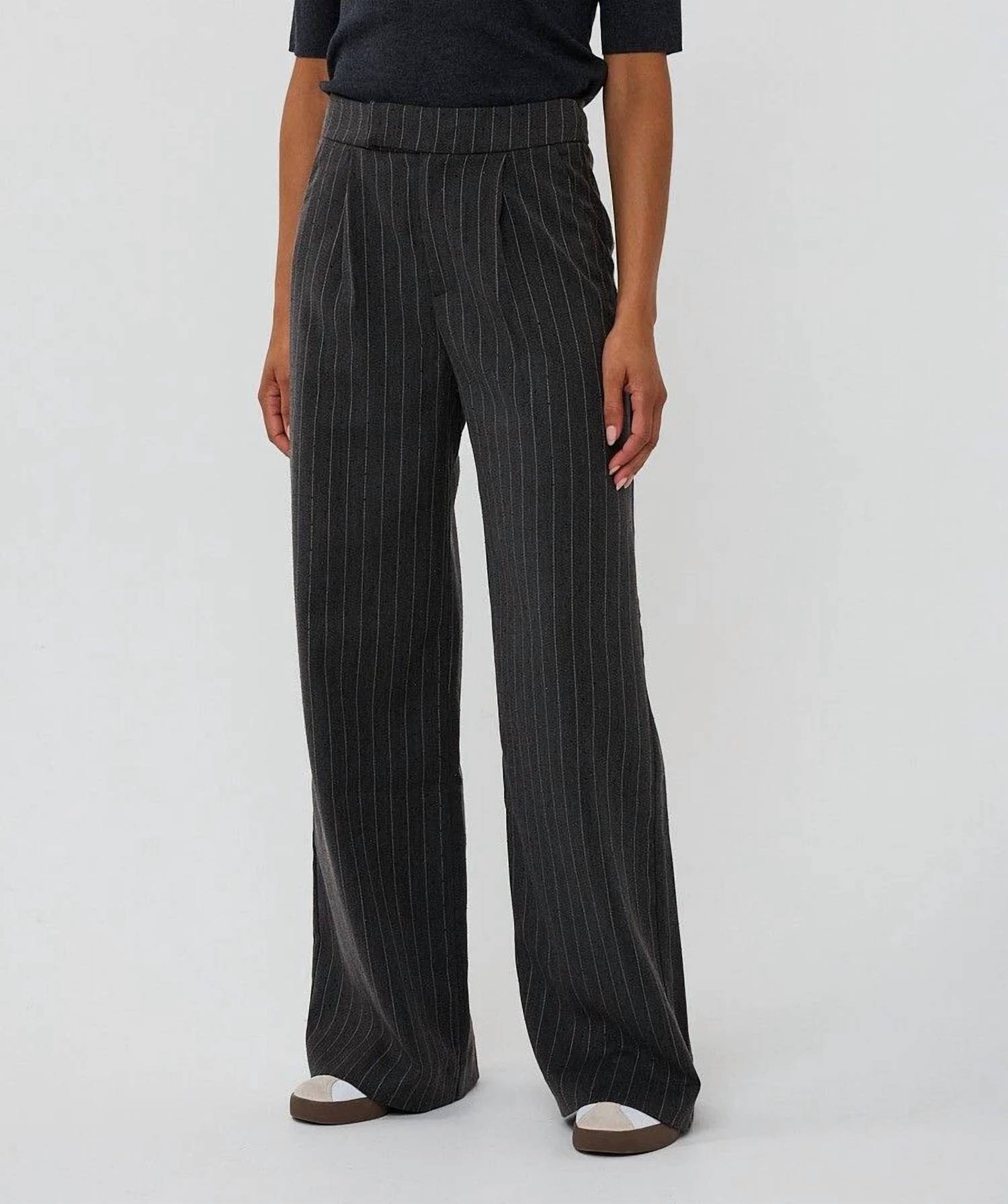 Esqualo - Tessan Rhinestone Studs Stripe Trousers