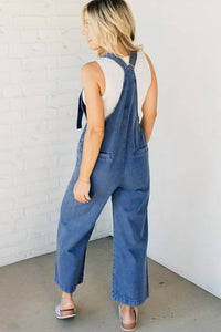T & C  Apparel - Denim Knot Strap Overalls
