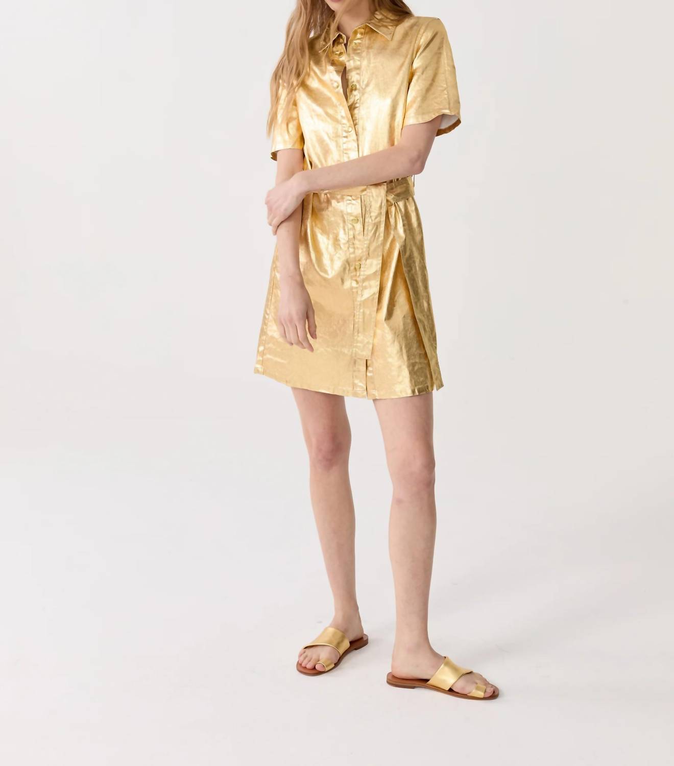 Lanhtropy - Franca Metallic Linen Dress