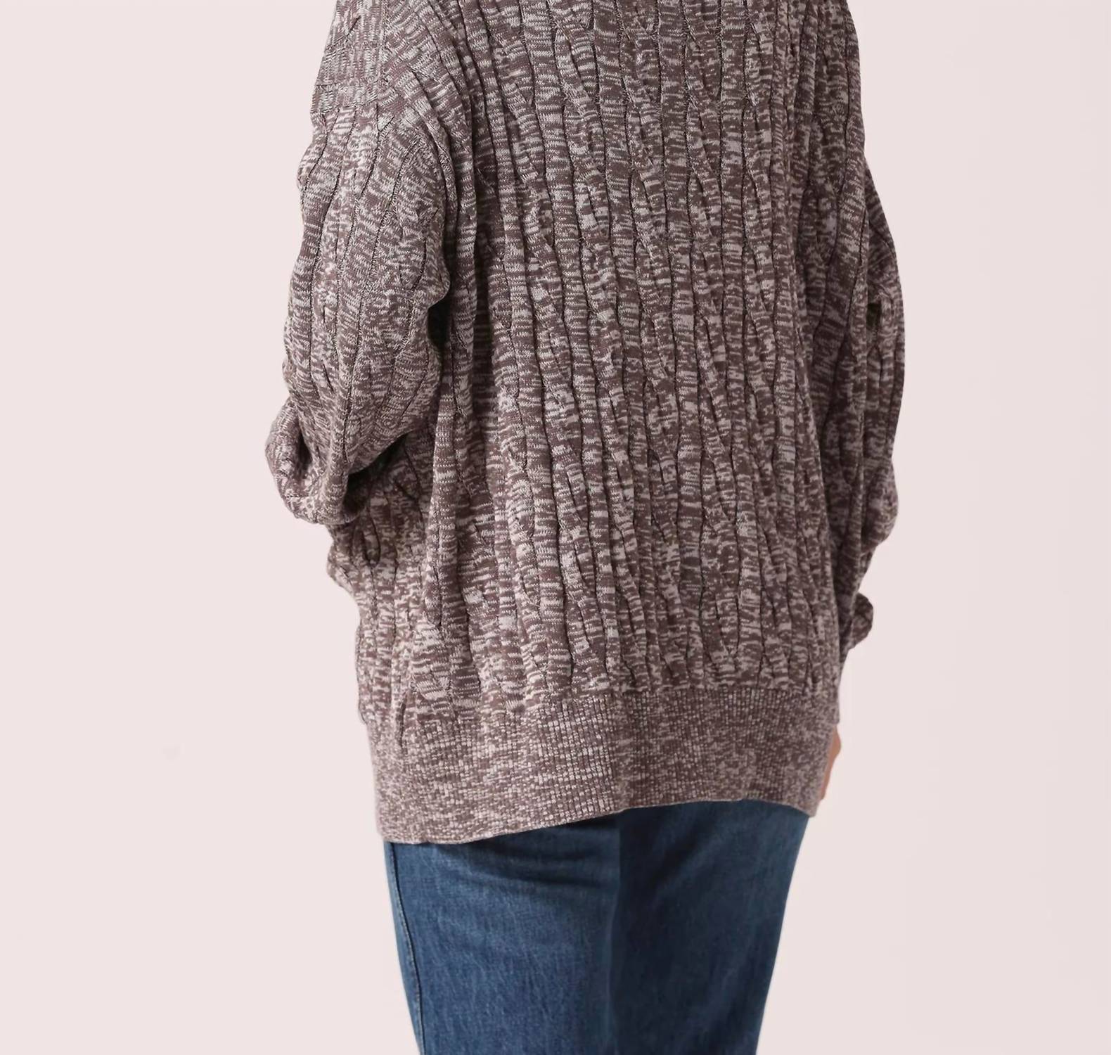 Minnie Rose - Cotton Cable Marbled V Neck Cardigan
