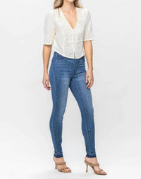 Judy Blue - High Waist Release Hem Pull On Skinny Jeans