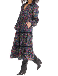 ALLISON NEW YORK LULU MIDI DRESS in ditsy floral - women's dress - alternate view
