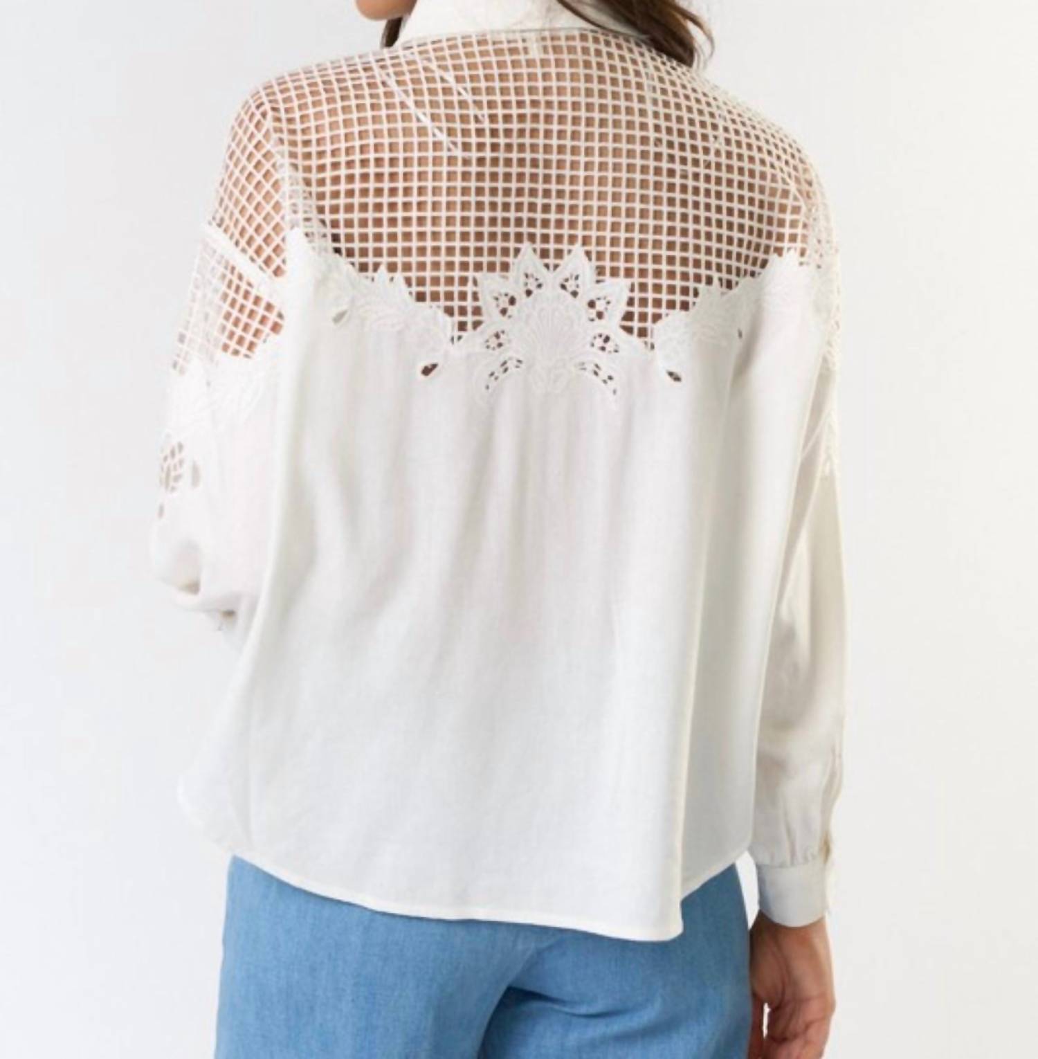 Lalavon - Rosé Button Down Long Sleeve Top