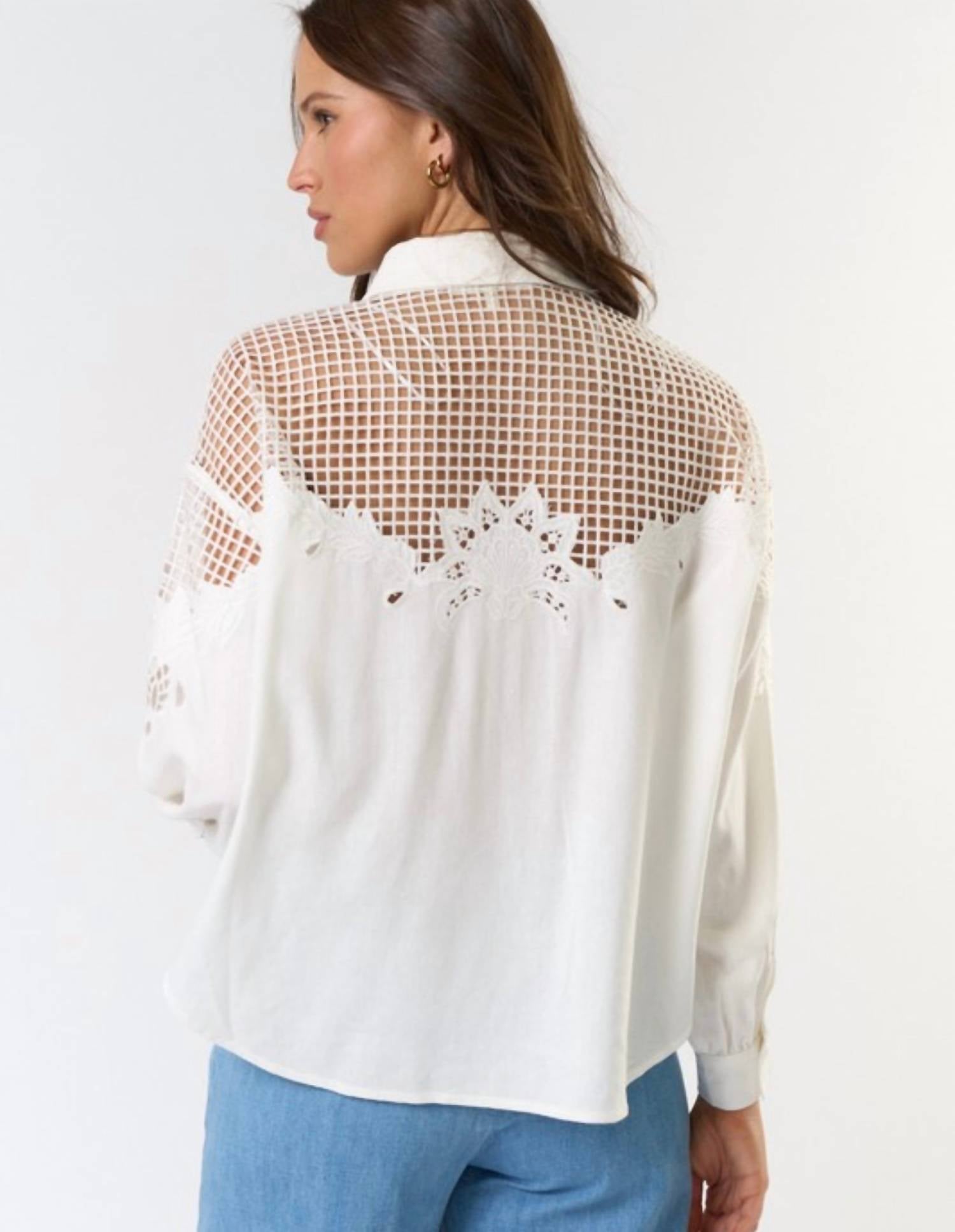 Lalavon - Rosé Button Down Long Sleeve Top