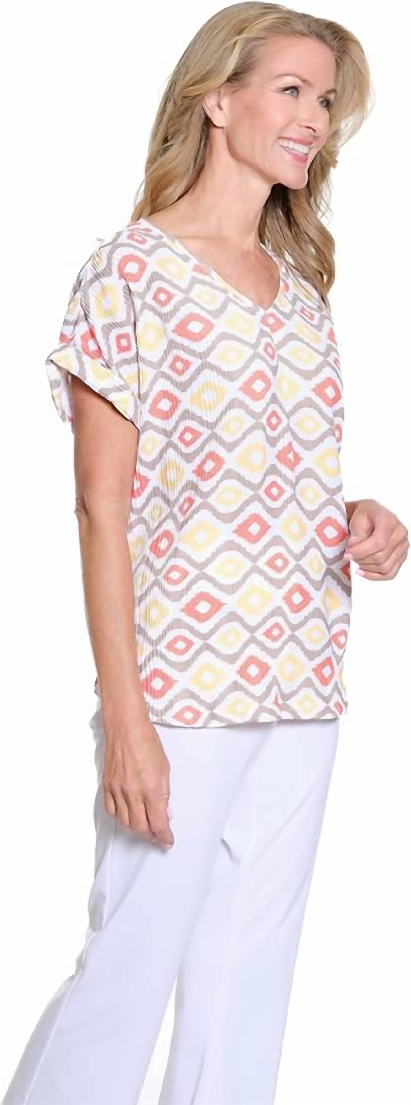 Multiples - Cuffed Cap Sleeve Dolman V-neck Top