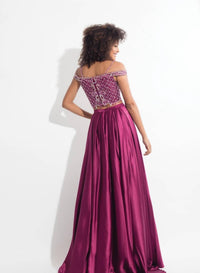 Rachel Allan - Beaded Charmeuse Two-piece Gown