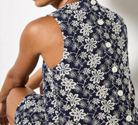 Apricot - Floral Embroidered Cotton Shell Top