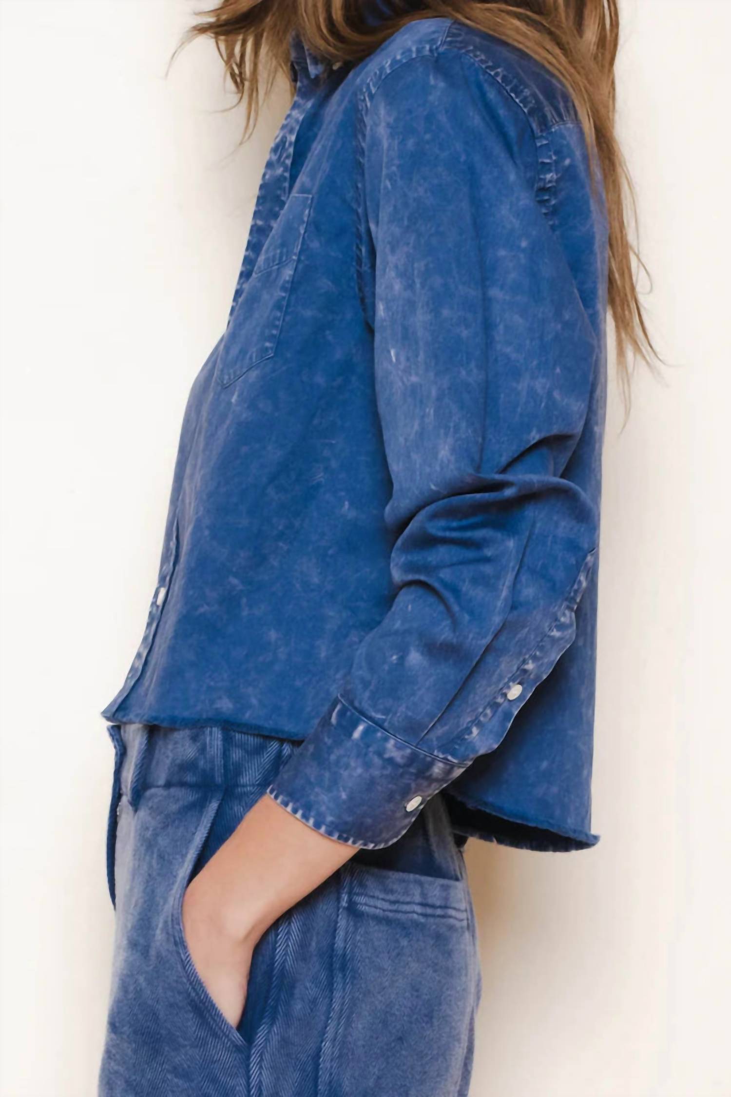 Raquel Allegra - Artist Denim Crop Shirt