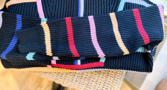 &Isla - Conner 1/2 Zip Mock Neck Striped Sweater - Snagged & Bagged