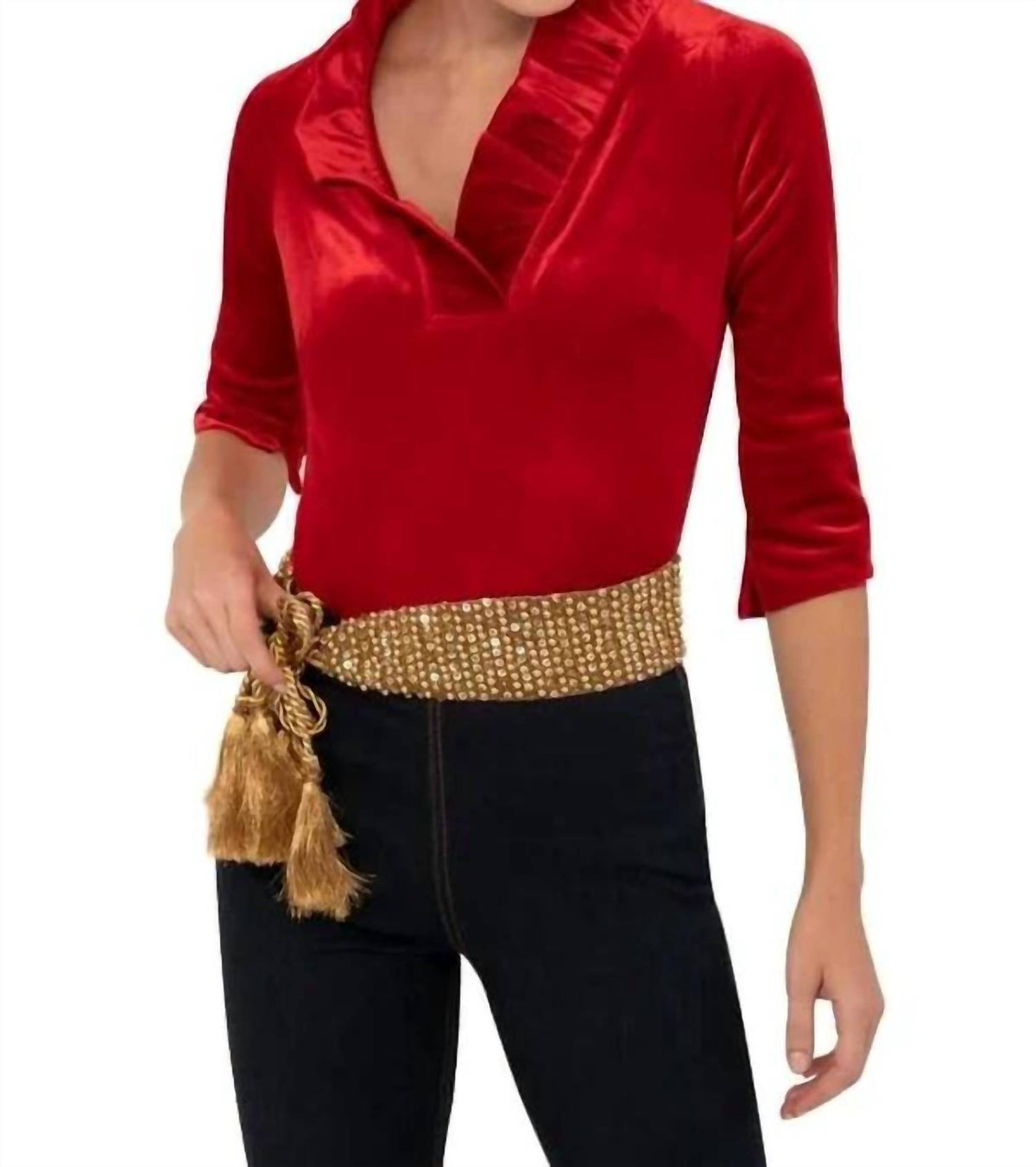 Gretchen Scott - Ruffle Neck Top